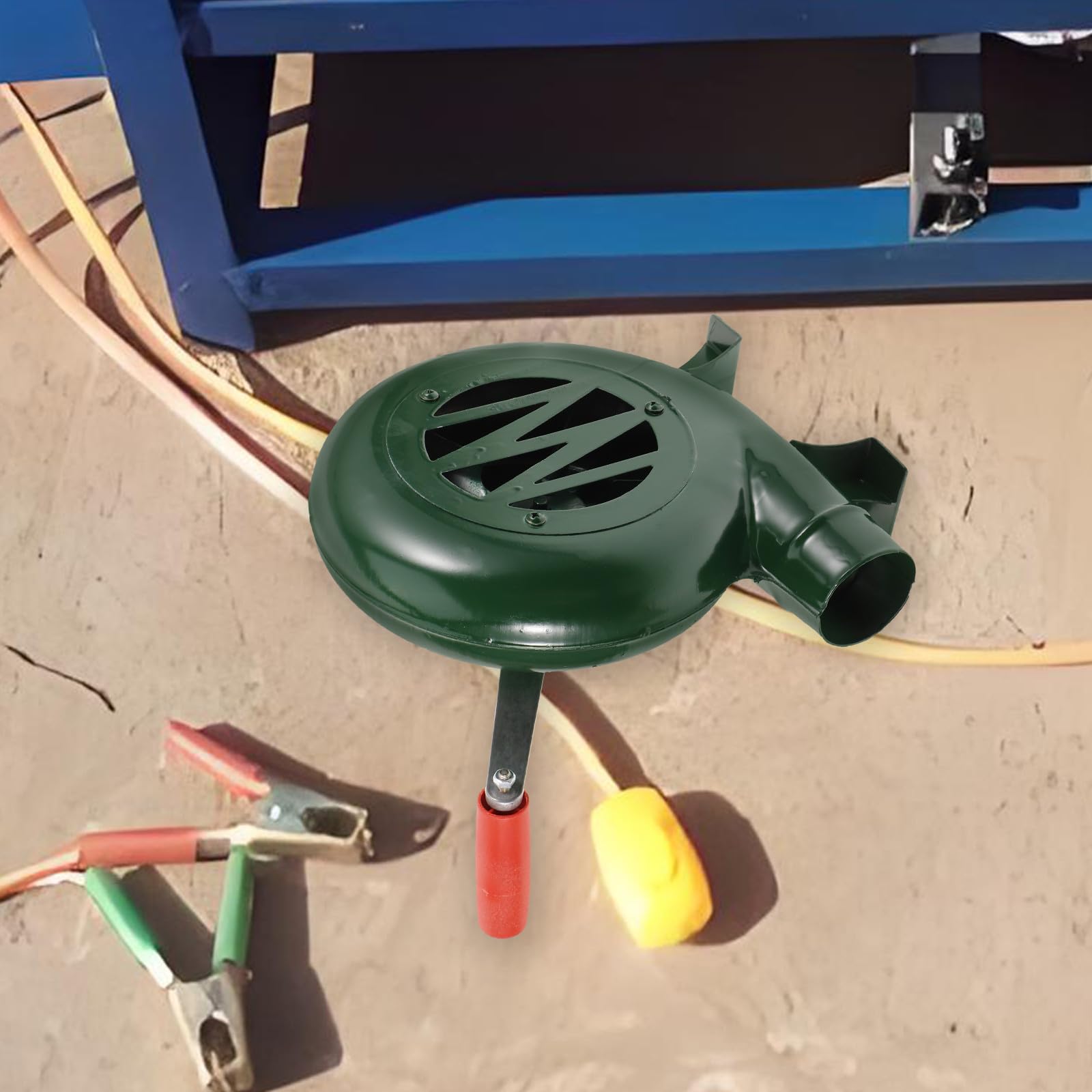 Ventilatore Manuale per Barbecue da Esterno, Ferro Verde Portatile