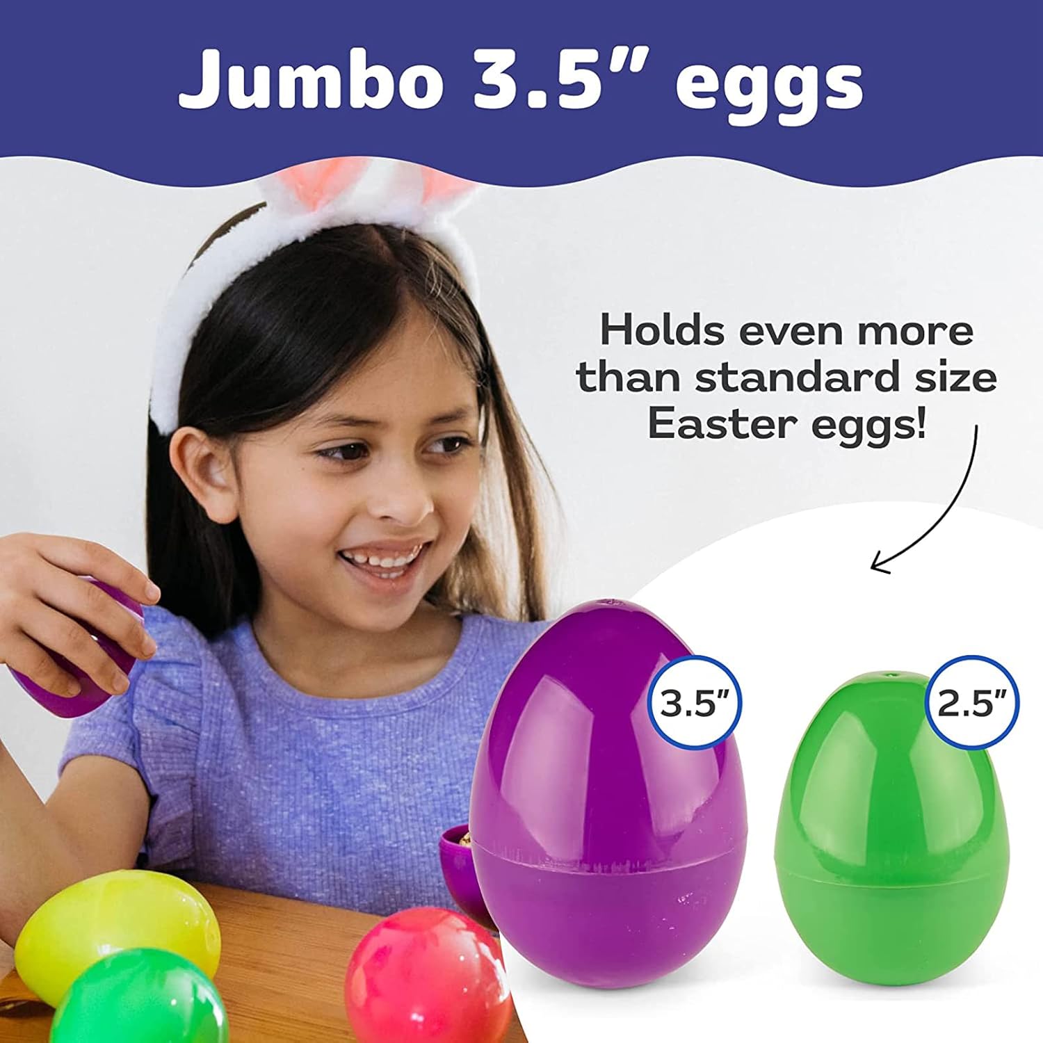 36PCS Large Plastic Easter Eggs, 3.5" Empty Plastic Easter Egg with Assorted Bright Colors for Easter Eggs Hunt, Easter Basket Stuffers, Filling Treats, Party Favor and Classroom Prize Suppy