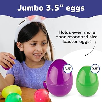 36PCS Large Plastic Easter Eggs, 3.5 Empty Plastic Easter Egg with Assorted Bright Colors for Easter Eggs Hunt, Easter Basket Stuffers, Filling Treats, Party Favor and Classroom Prize Suppy
