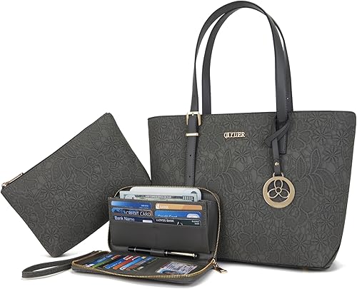 Miniatura 19 de Qiyuer - Bolsos para mujer, carteras, juegos de bolsos con asa superior, bolsos de hombro, bolso de mano, bolso de trabajo con cartera a juego, 3