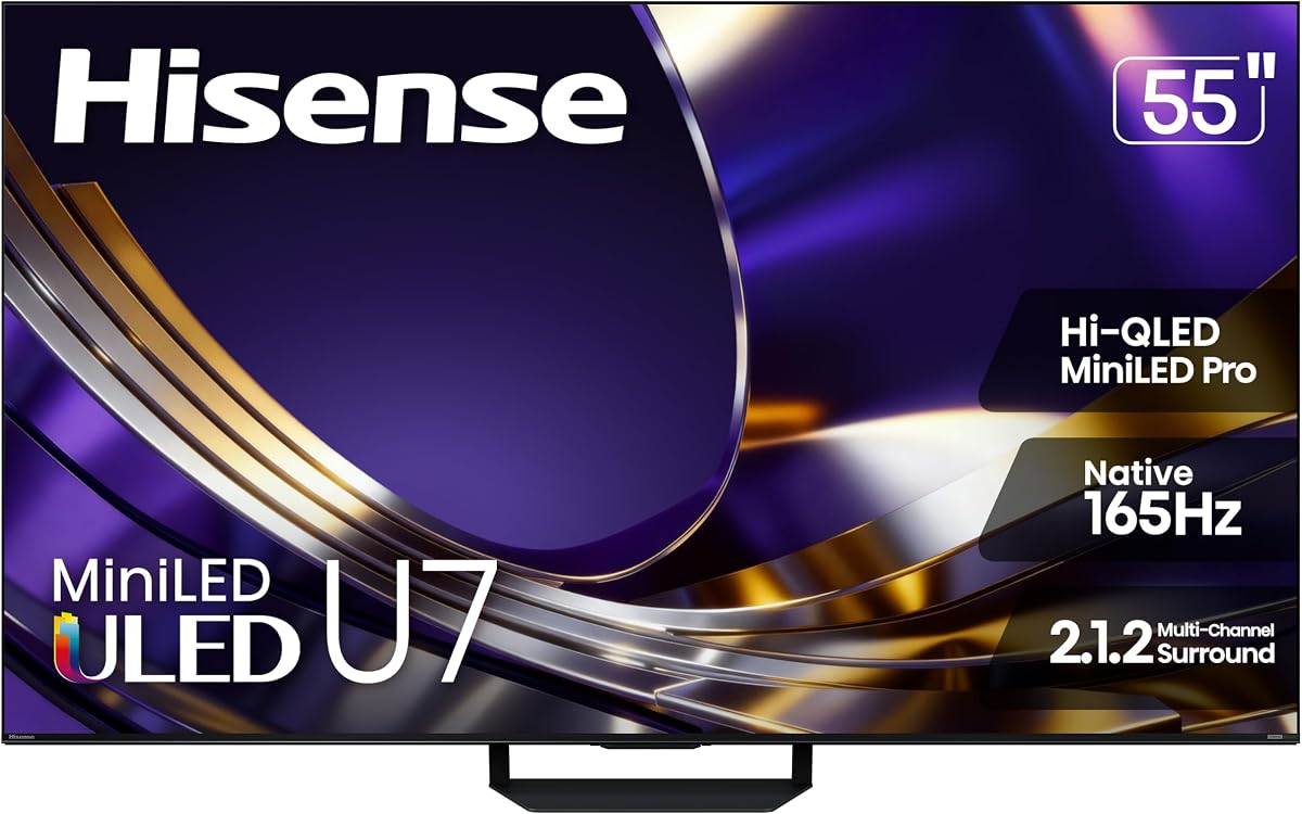 Hisense 55" U7 Mini-LED ULED 4K UHD Best Premium Gaming Google Smart TV (55U7SG, 2026 NEW)