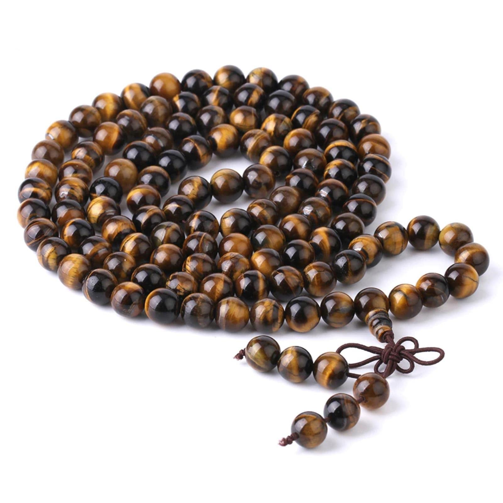 Pulsera De Ojo De Tigre Natural De 6mm, Pulseras Multicapa De Oración De Rosario Mala, Joyería De Reiki para Meditación Curativa para Hombres Y Mujeres
