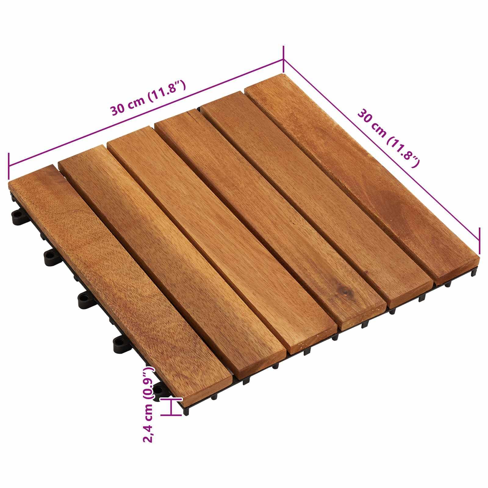 vidaXL Terrassenfliese 10 Stk. Braun 30 x 30 cm Akazien-Hartholz