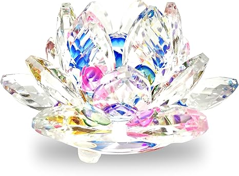 Amazon Co Jp プリズムオーナメント ガラス 置物 サンキャッチャー レインボー 蓮の花 風水 開運 金運 厄除け 癒し オブジェ インテリア 1個 ホーム キッチン
