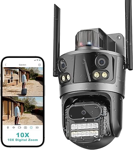 Cámara de seguridad inalámbrica para exteriores, 2.4G, WiFi PTZ, cámara para exteriores para el hogar, cámaras de seguridad de doble lente, enlace