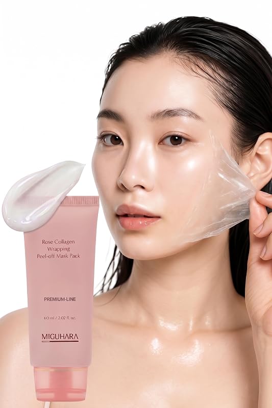 MIGUHARA Máscara facial peel-off de colágeno e rosa, 60 mL