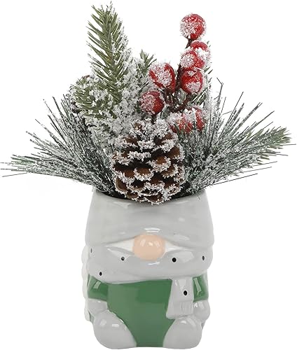 Flora Bunda Mezcla de Navidad en olla de cerámica de gnomo 3.25X3X4