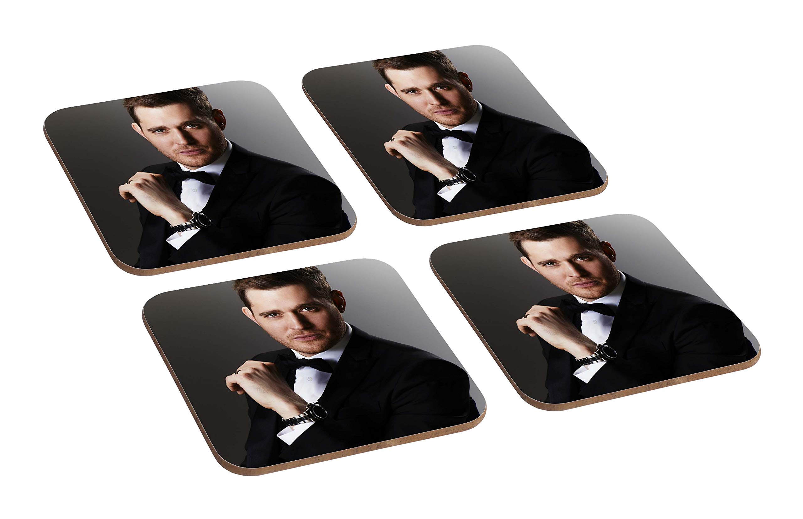 Mugmart Michael Buble 4 Piece Wooden Coaster Set