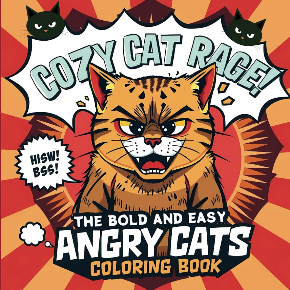 Cozy Cat Rage: The Bold and Easy Angry Cats Coloring Book: 50+ Simple Illustrations to Unwind with Feline Fury and Cozy Charm.Bold, Fun, and Relaxing