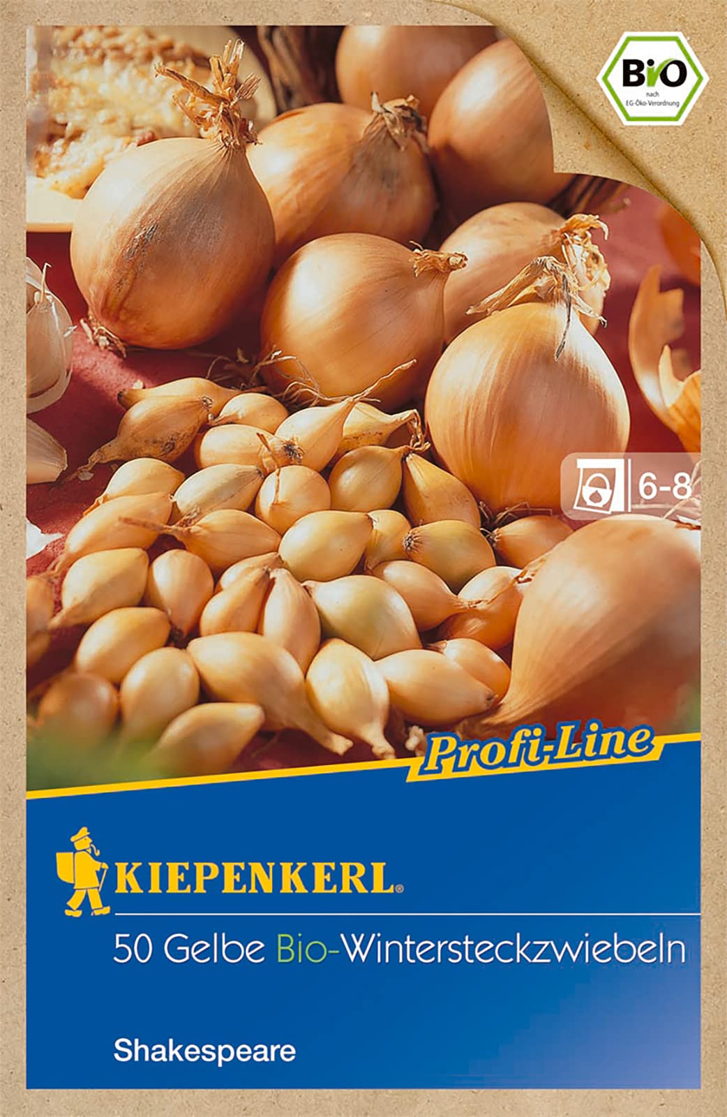 BIO Wintersteckzwiebel Shakespeare, sehr lagerfähig, tiefgelbe Schale, runde Form, festes Fleisch