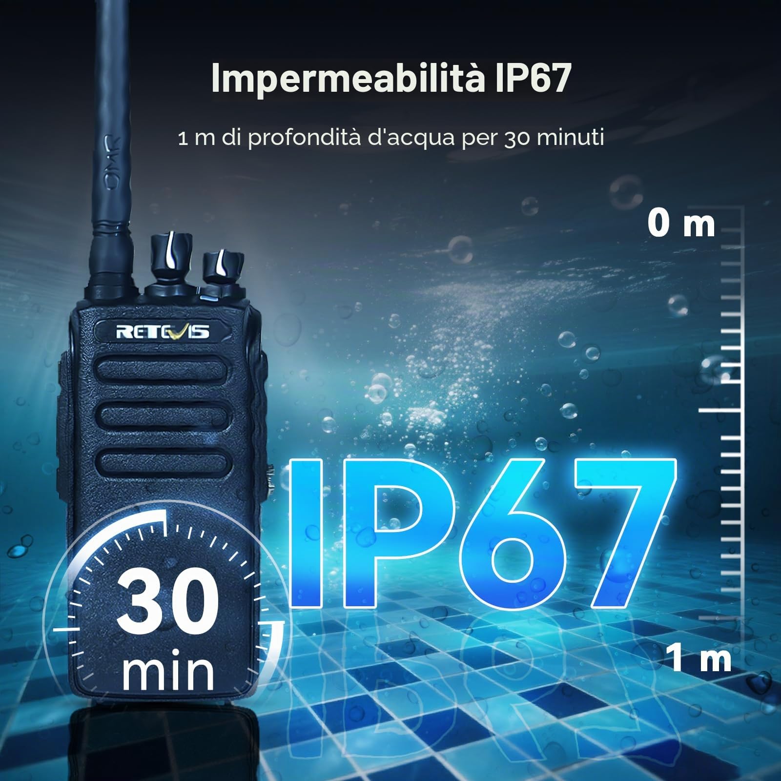 Retevis RT81 Walkie Talkie DMR, Ricetrasmittente Analogico Digitale IP67 | 2200mAh, 32 Canali, VOX Impermeabile, per Settore Industriale, Nero, 2 Pezzi