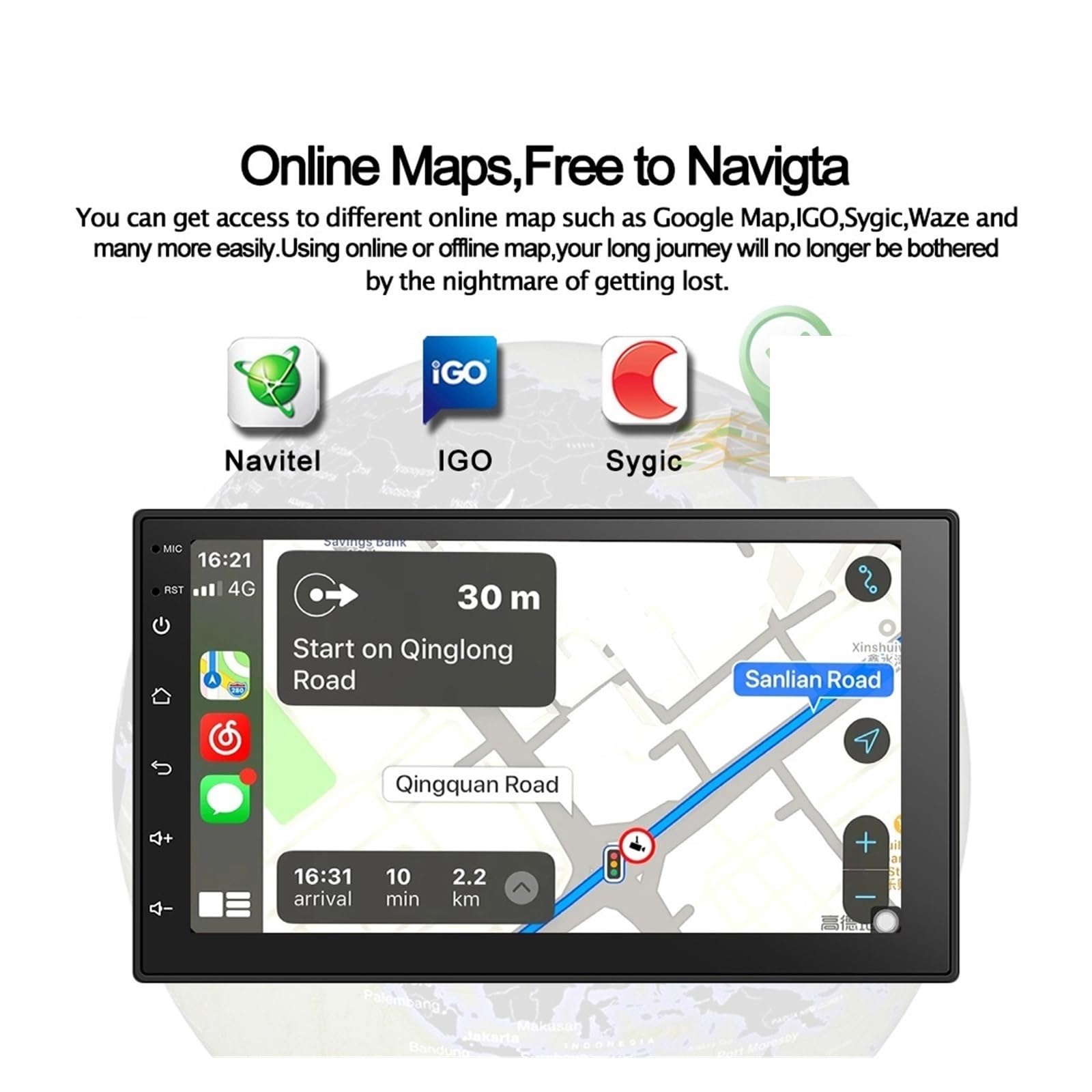 Nawigacja satelitarna Radio Samochodowe Odtwarzacz Multimedialny Radioodtwarzacz Samochodowy GPS Nawigacja Główna(7 Carplay(2-32GB) ISO)