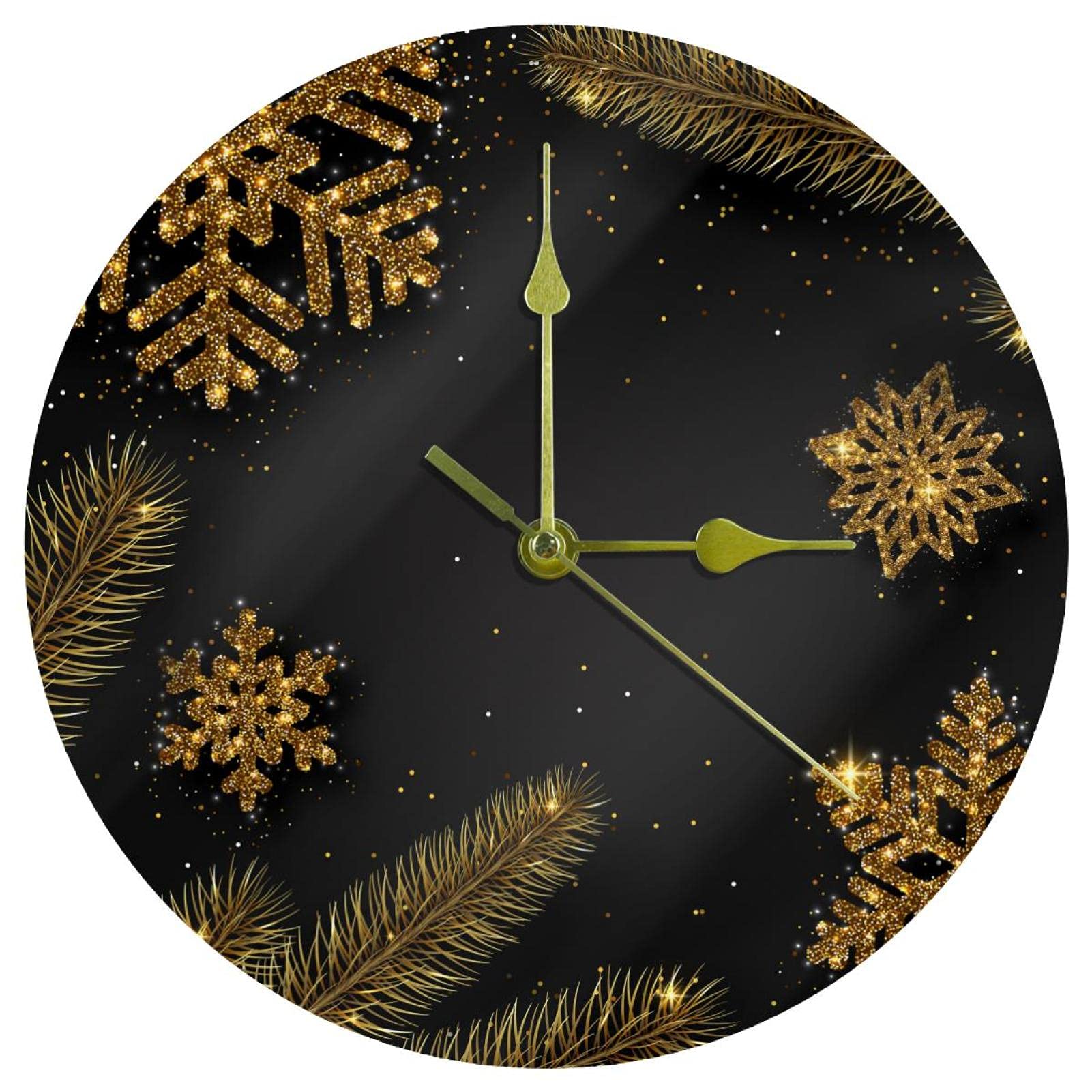 Horloge murale acrylique flocons dorés, une idée cadeau design et silencieuse