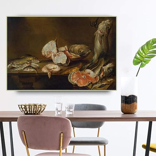 Miniatura 4 de Cuadro de arte de pared de lienzo Leonardo da Vinci "Naturaleza muerta con peces" impresiones de lienzo carteles para decoración de sala de estar de