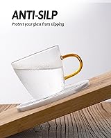 Vista 2 de Posavasos para bebidas, juego de 8 posavasos de silicona con soporte para mesa de café o mesa de madera, tazas, escritorio, tapete de bar