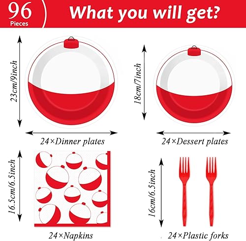 Miniatura 2 de ZOIIWA 96 Piezas Juego de Vajilla para Fiesta de Pesca, Servilletas, Platos de Mesa para Decoración Temática de Pesca, Suministros para Cumpleaños,