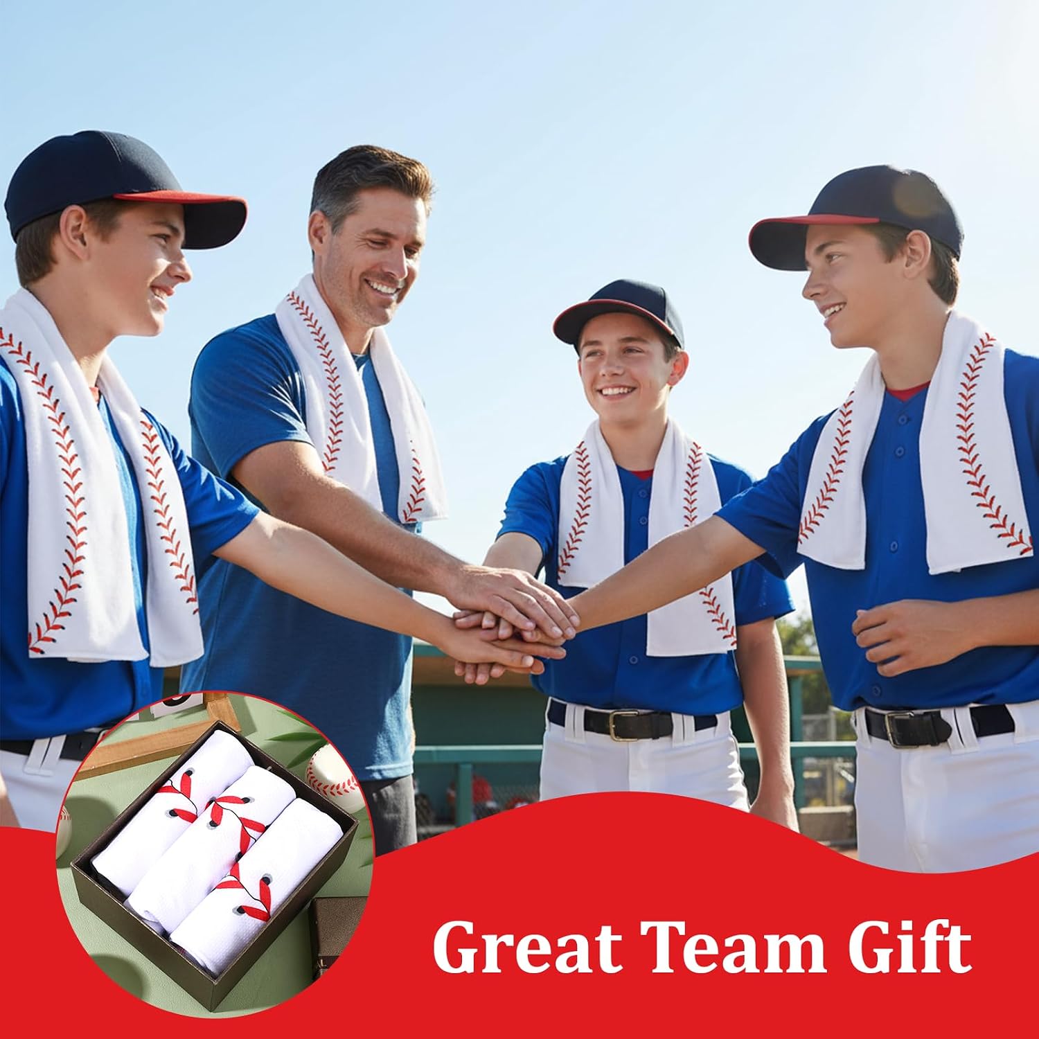 12 Pcs Baseball Cooling Towels 40'' x 12'' Baseball Party Favors Team Gifts Breathable Chilly Microfiber Sweat Towel Decorative Sport Rags Bulk for Team image 5