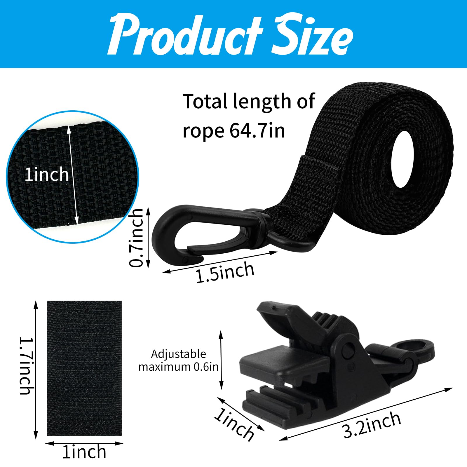 YumSur Enrollador de piscina – Bandas de sujeción – Juego de 8 bandas de fijación y grapas accesorios para sistema de enrollado móvil – Pantalla solar móvil para lonas de piscina, cubiertas