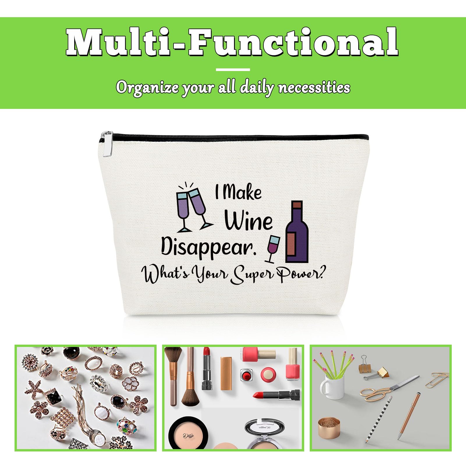 Regalos para amantes del vino, regalos para bebedores de vino, bolsa de maquillaje, regalo para amantes de la bebida, regalo para mujeres, camarero, mamá, esposa, hermana, mejores amigos 7