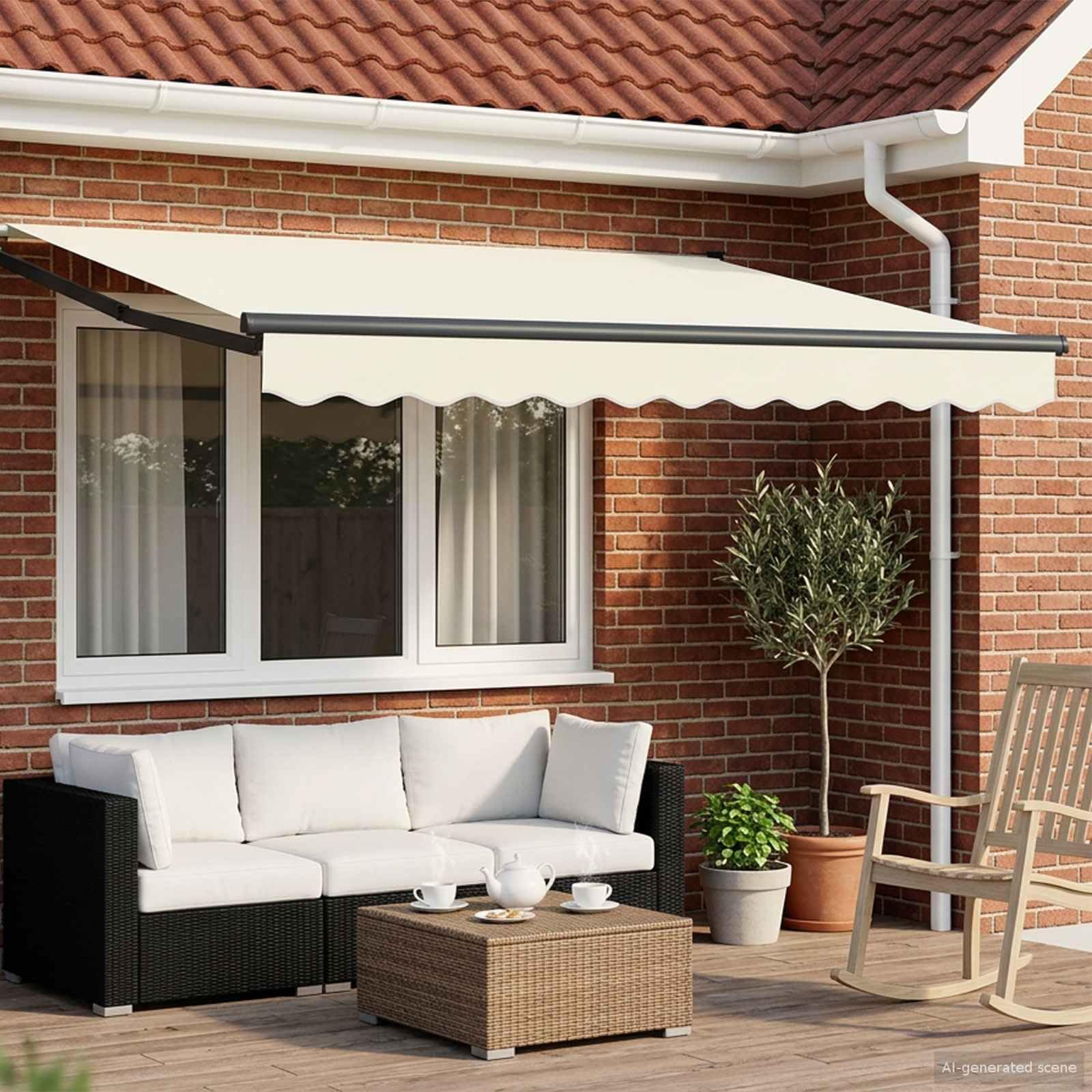 Festnight Markise 3 x 2 m Elektrisch Balkonmarkise Elektrische Gelenkarmmarkise Terrassenmarkise Kassettenmarkise Sonnenschutz Markise Balkon Wetterfest Sonnenmarkise Terrasse Garten