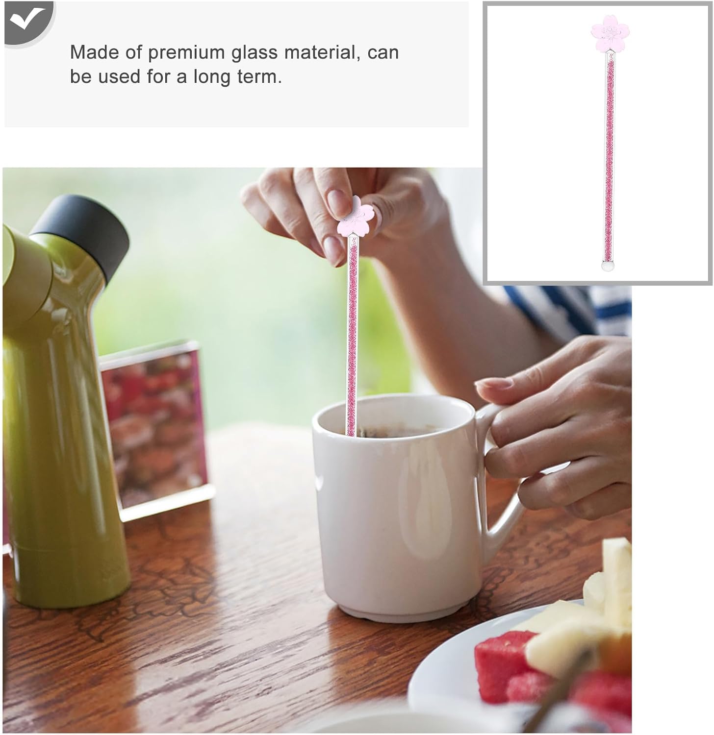 Flower Glass Stirring Rod for Coffee and Bars, Mix Drinks
