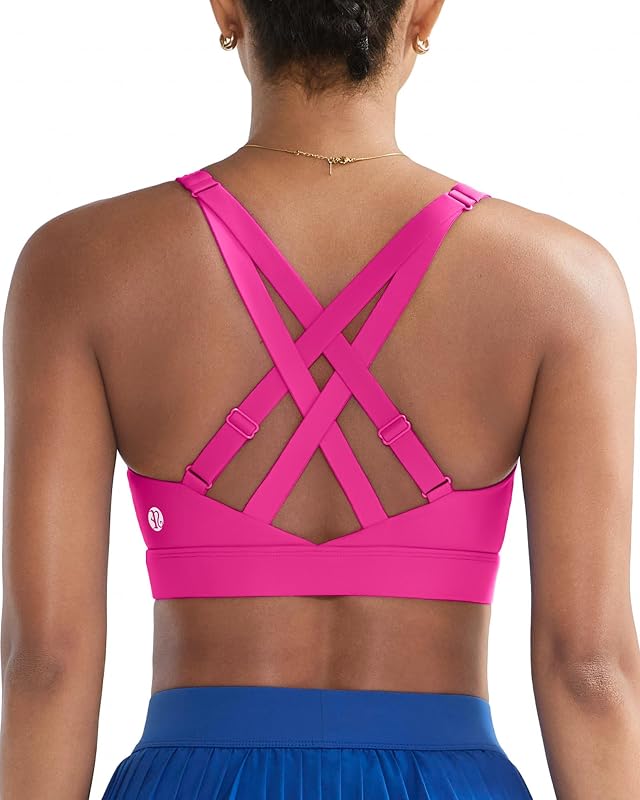 RUNNING GIRL High Support Sports Bras for Women High Impact Running Adjustable Sports Bra Molded Cup Strappy Sports
