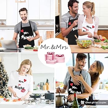 2 Pezzi Grembiuli Da Cucina Per Coppia, Mr. & Mrs. Grembiule Da Cucina Impermeabile, Divertenti Grembiule Per Coppie, Per Compleanno, Matrimonio, San Valentino, Festa Del Papà, Festa Della Mamma