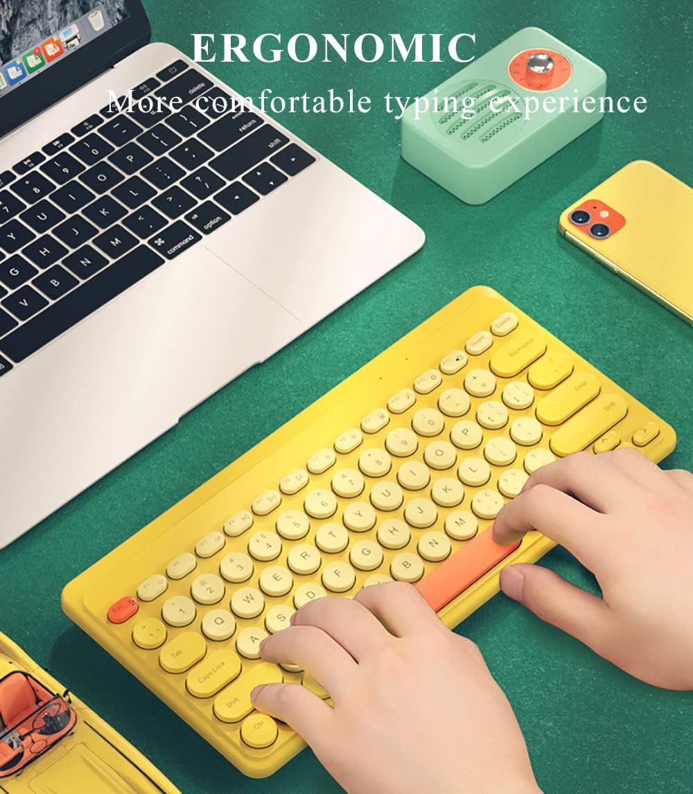 Hands typing on the JieruiDeng compact keyboard, illustrating ergonomic design