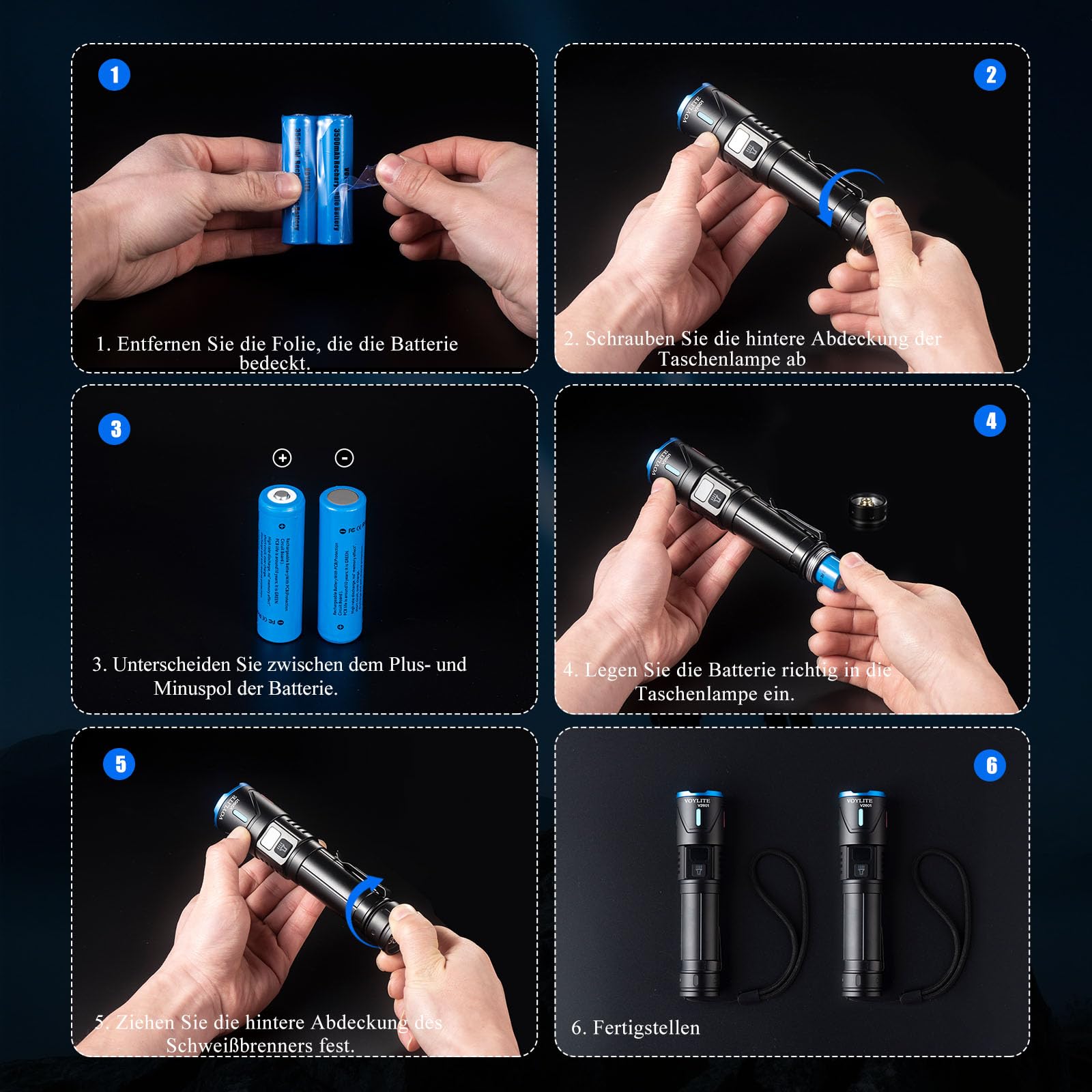 Lot de 2 Lampe Torche LED Rechargeable, 1000000 LM Ultra Puissante | 24H Éclairag（2 X lampe), Portée de 1500m, 3 Modes, Zoomable, LCD Display, IPX7 étanche Pour Camping/Randonnée/Outdoor (pince)
