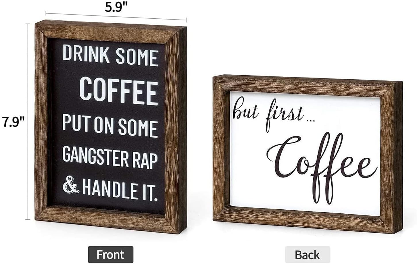 Mkono Wall Mounted Wine Rack Set of 2 and Coffee Signs Decor, Wood Rustic Wine Bottle Glass Floating Shelves
