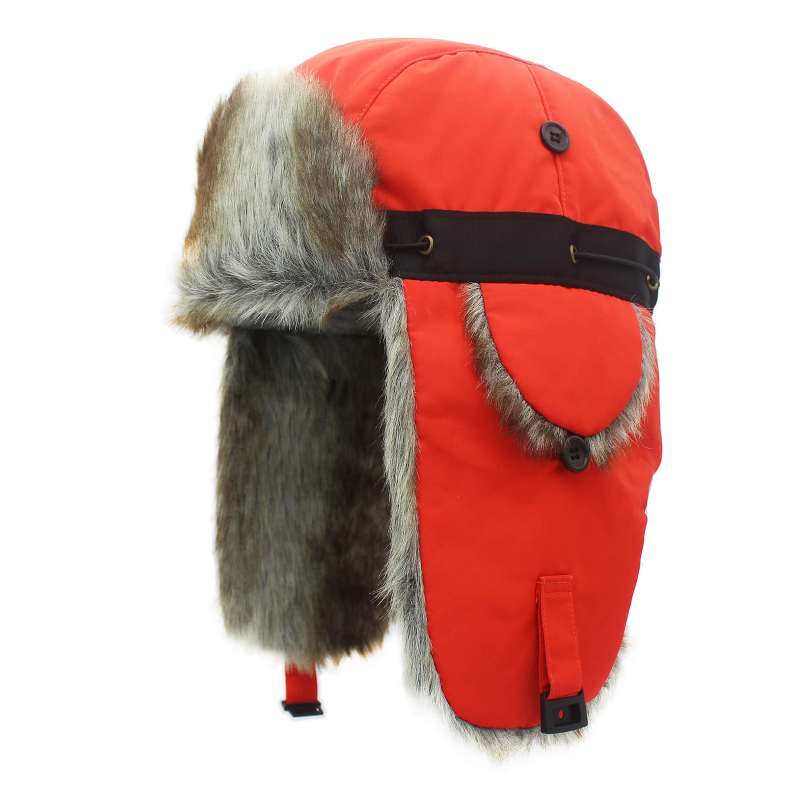 Unisex Winter Trapper Hoed, Winddicht Ski Trooper Oesjanka Jacht Hoed Cap Russische Hoed Warme Bomber Hoed Met Bont Oorkleppen,zwart,55~62cm/22~24inch