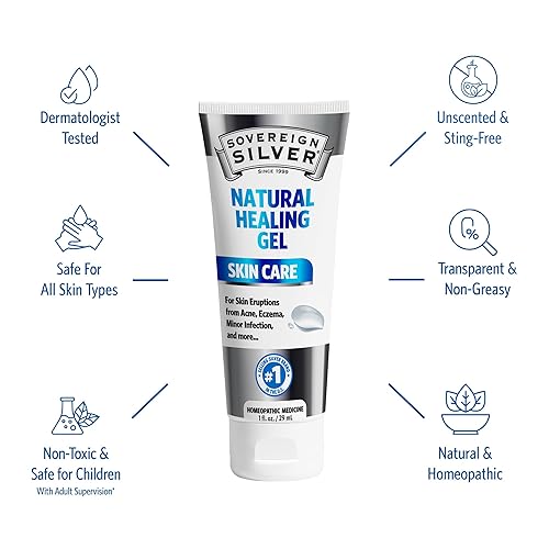 Miniatura 3 de Sovereign Silver Gel curativo natural, cuidado de la piel para curar, reducir el enrojecimiento, minimizar las cicatrices del acné y aliviar la