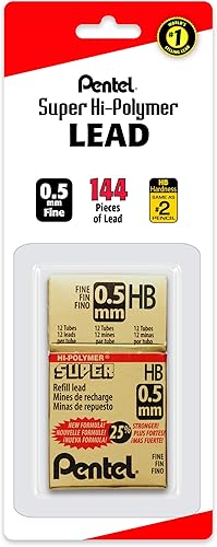 Miniatura 5 de Pentel Super Hi-Polymer Lead 05mm Fine 2B 144Piezas de recambio de plomo c505bp2b-k6 Negro paquete de de 12