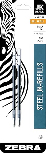 Miniatura 1 de Zebra Pen G-Series - Bolígrafo de tinta de gel de acero inoxidable JK-recargable, punta fina, 0.020in, tinta negra, 2 unidades (paquete de 1)
