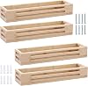 4 Pack Wooden Spice Rack, Wall Mounted Spice Rack with Screw, Spice Storage Organiser for Condiments, Spice Jars, 31x7x5.1cm