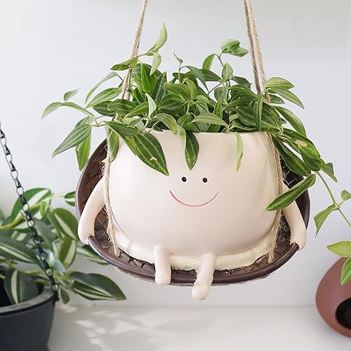 Smiley Face Hanging Planter Pots Cute Plant Pot for Plants,