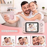 Vista 3 de Cámara para niños para niñas de 3, 4, 5, 6, 7, 8, 9 años, cámara selfie de video HD 1080P con tarjeta SD de 32G, juguetes de cámara digital para Rosa