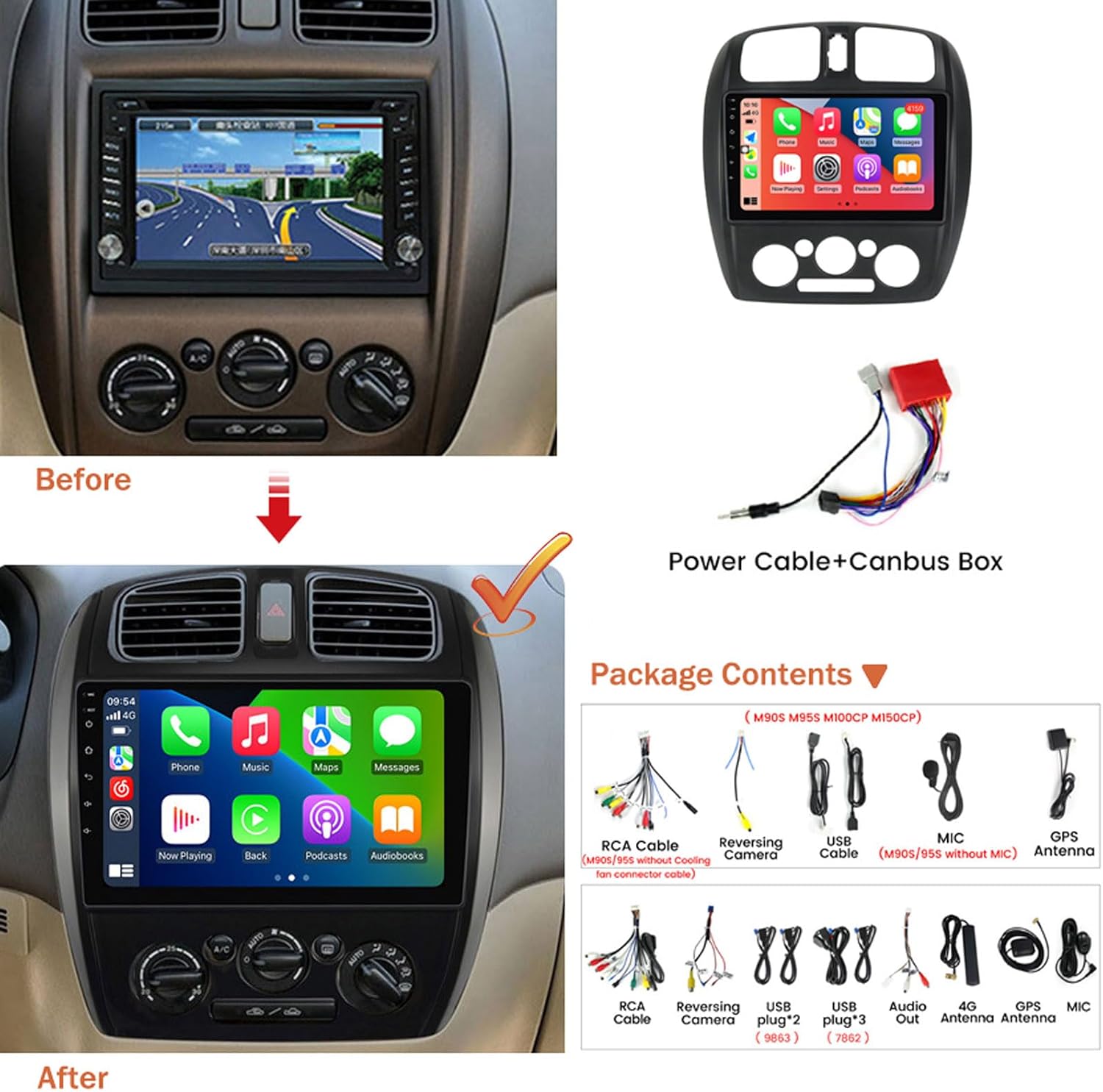 Bluetooth 9" Car Stereo Compatible for Mazda 323 HD Touch Screen Android Auto Wireless CarPlay for Android 14 Support 4G LTE and WlFl SWC