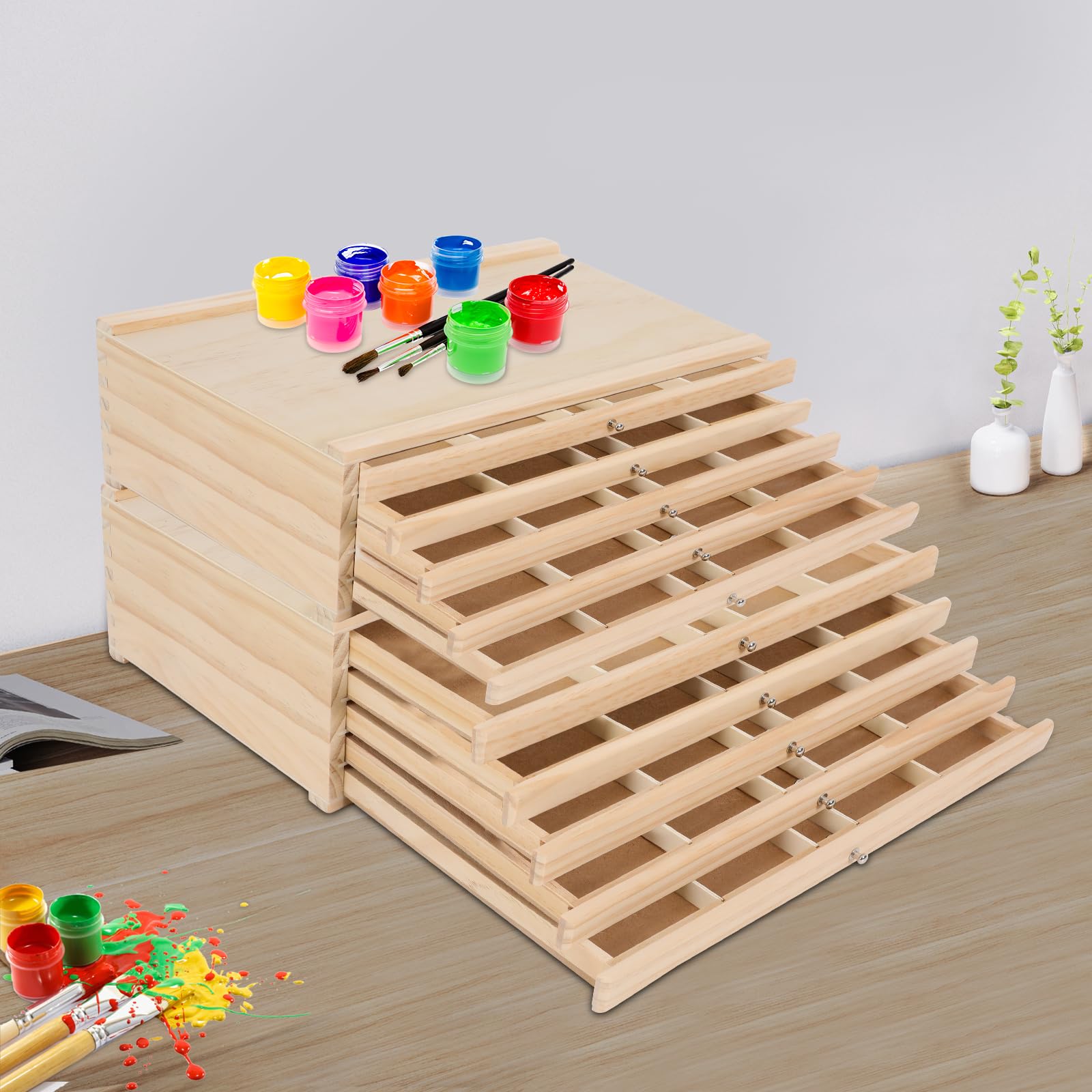 Cassettiera con 5 cassetti, organizer per ufficio, con rotelle, per documenti, forniture artistiche, 40 x 25,5 x 12,3 cm