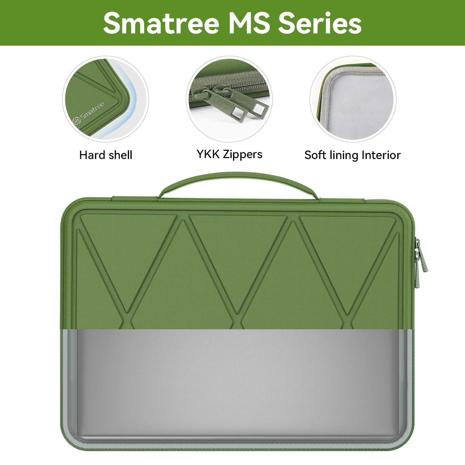 Smatree MS26T custodia rigida in EVA idrorepellente con supporto per 12,2 pollici Samsung Chromebook Plus, 12,2 pollici Samsung Chromebook Plus Notebook custodia borsa(Not per 15 pollici),verde
