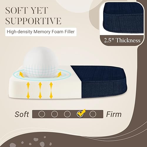 Miniatura 3 de Basic Beyond Cojines para sillas de comedor, 4 unidades, cojines para sillas de cocina en forma de D con lazos, juego de 4, cojines de asiento de