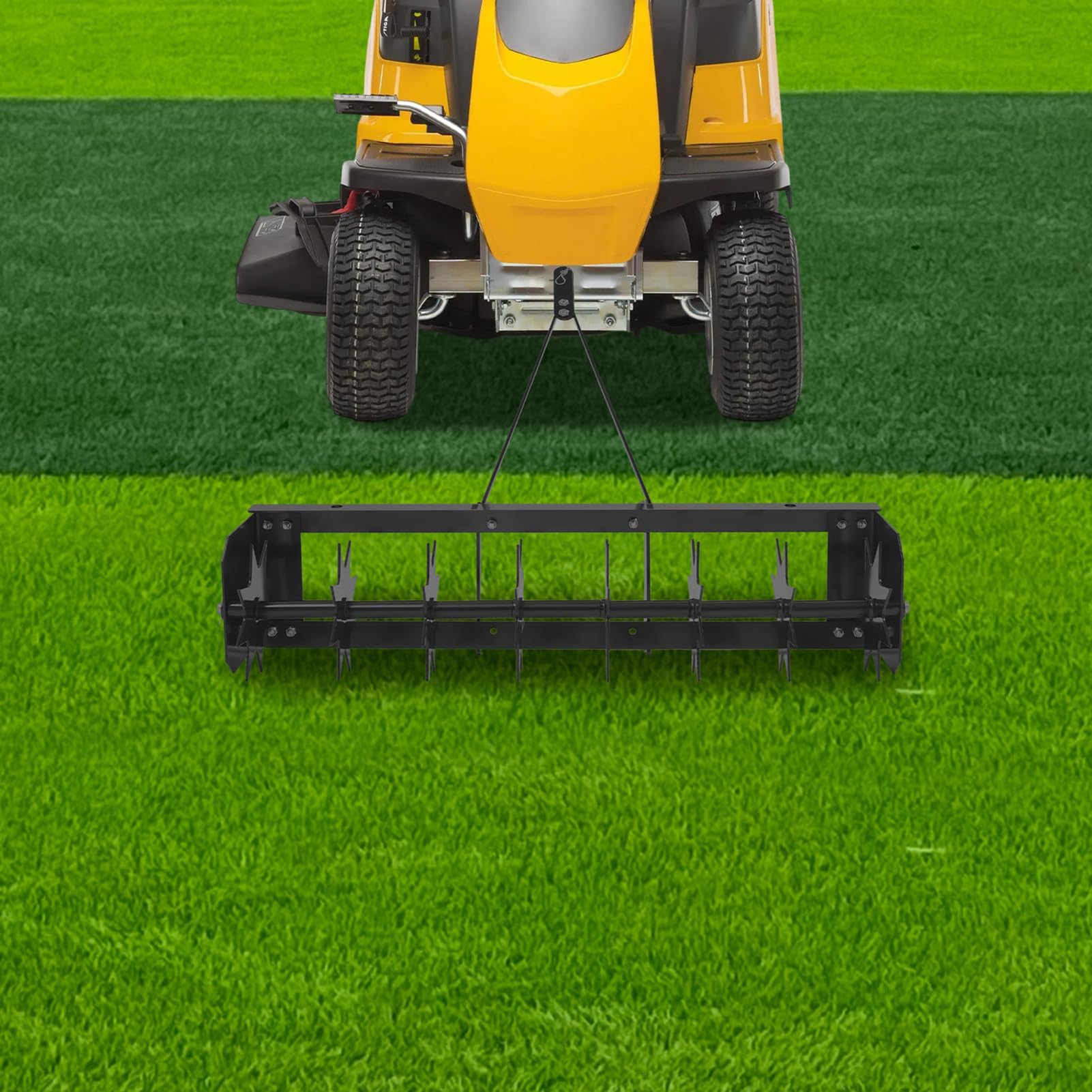 Aireador CéSped Manual 81 CM, Tractor con PúAs PenetracióN Profunda, Aireador PúAs Remolcable, con PúAs Acero Galvanizado Y Barra Remolque Ancha, para Jardines, CéSpedes Y Granjas