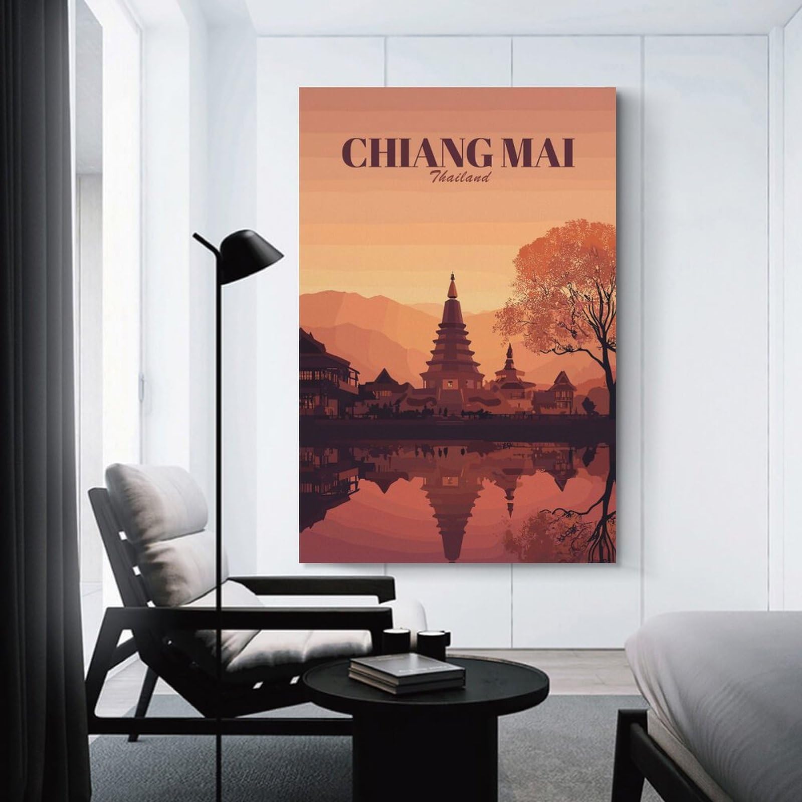 Junmoney Chiang Mai Thailand Travel Decorative Wall Artwork 20x30inch(50x75cm), for Living Room, Bedroom, Office Or Hallway, Decorative Artwork with Broad Appeal