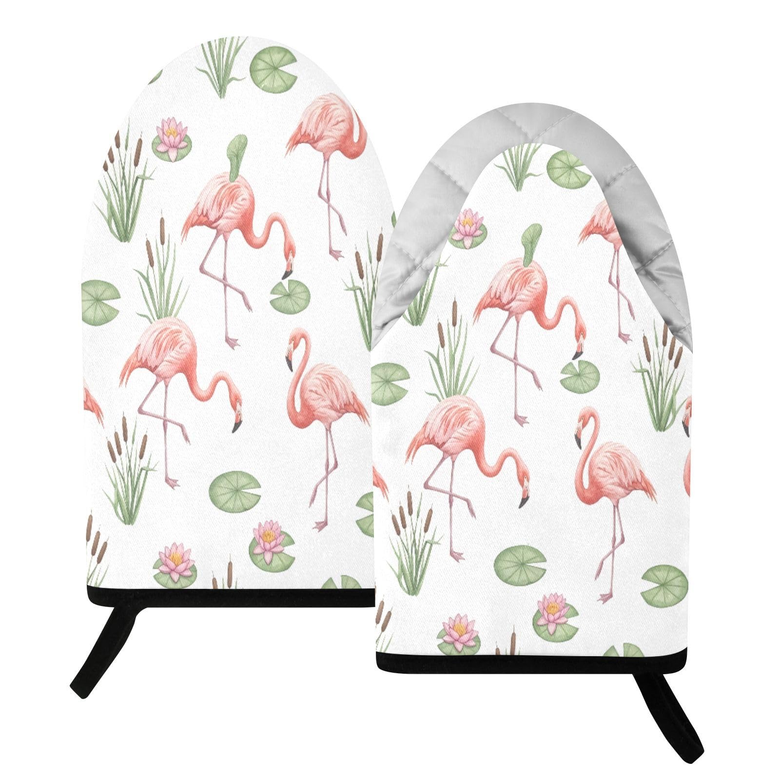 BURSTDDY Flamingo Oven Mitt,Heat Resistant Kitchen Mitts for Cooking