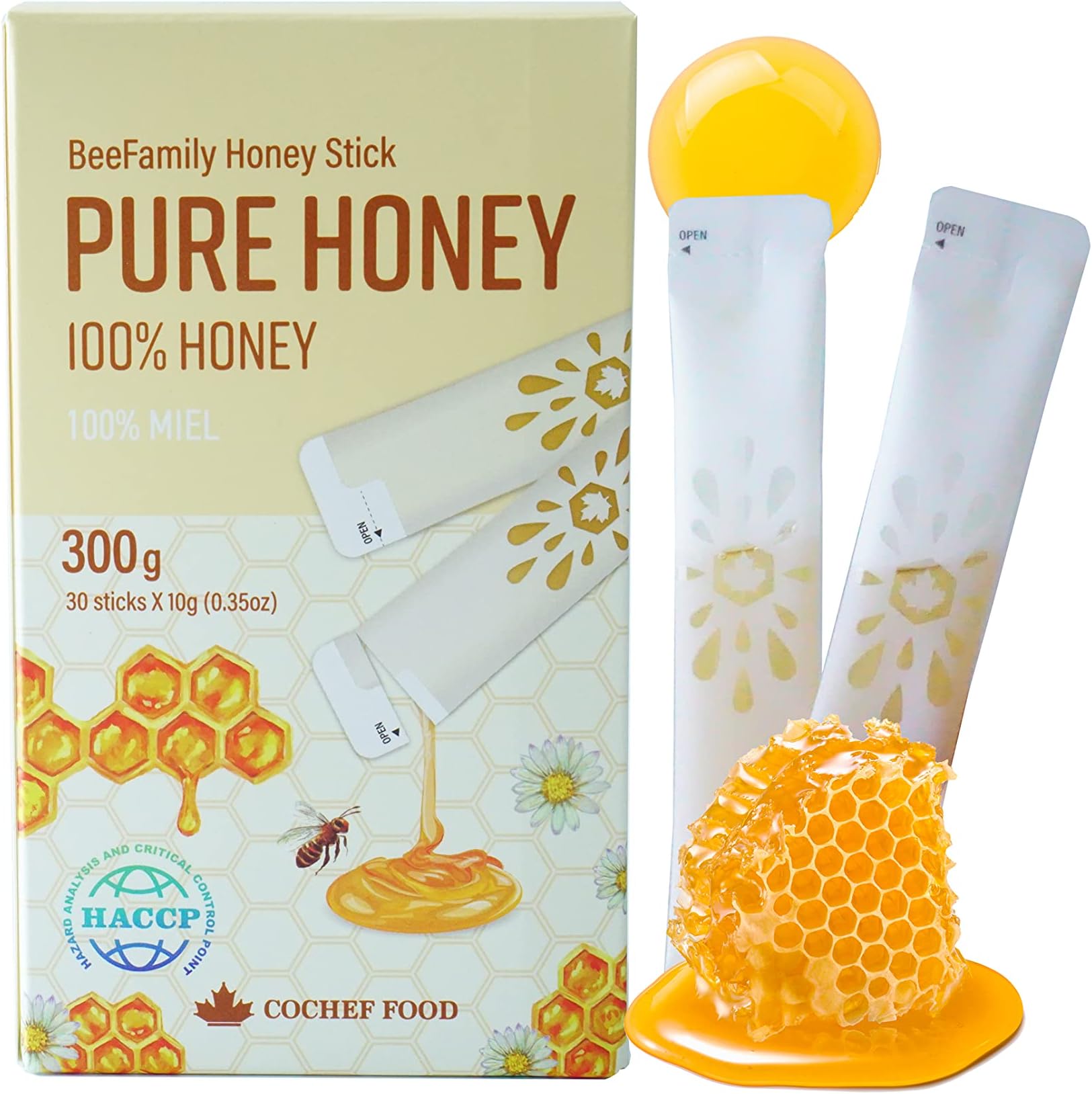 Bee My Honey Pure Granulated Honey Packets 300 Individual