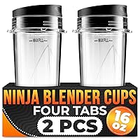 Vista 13 de 2 vasos Ninja para licuadora – 18 onzas Ninja Blender Cup reemplazo con tapas de sorbo y sello – Compatible con BL480/BL450/480D, BN800/751/801/401
