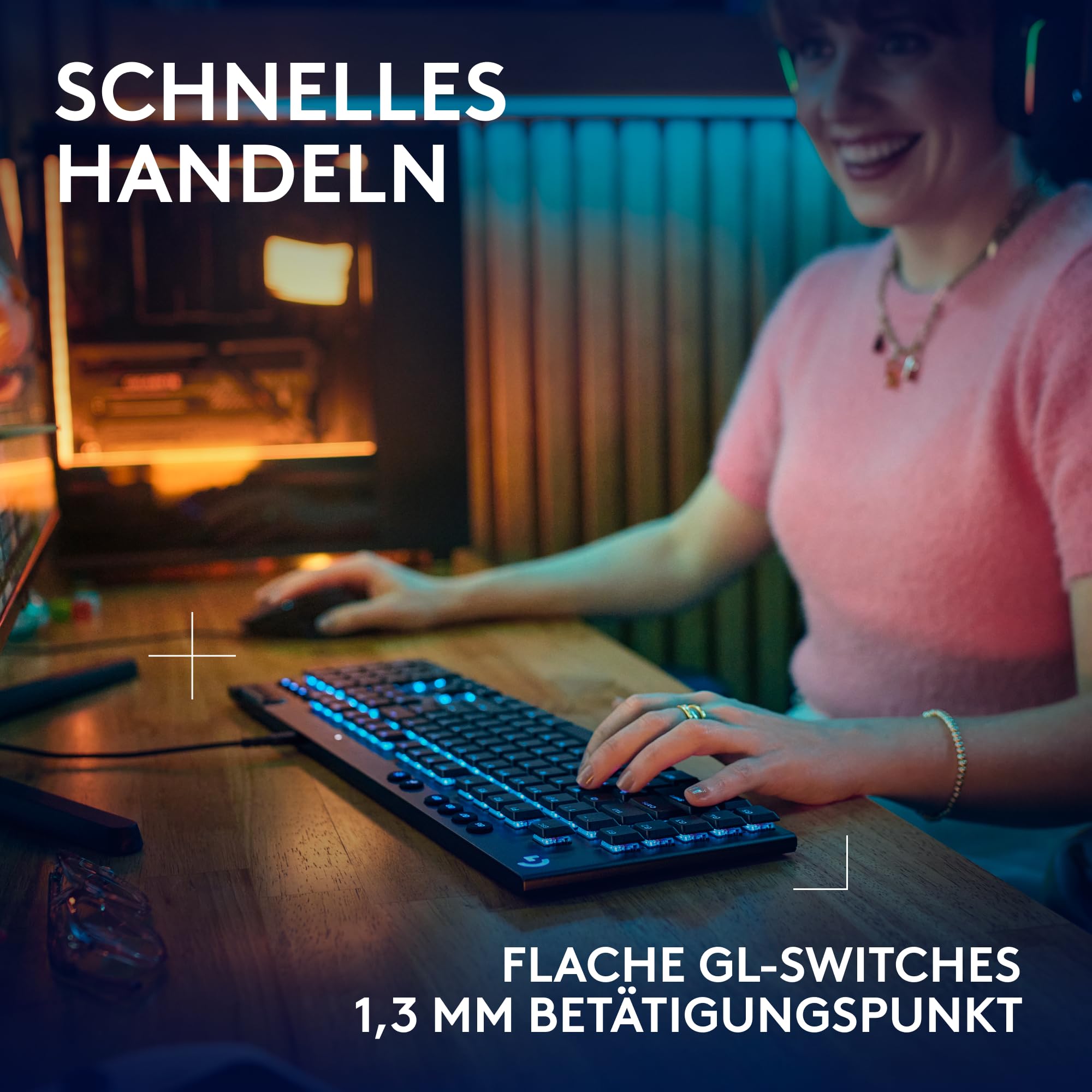 Logitech G G915 X - Kabelgebundene, Gaming-Tastatur mit Double-Shot-PBT-Tastenkappen, voll programmierbaren Tasten, braune taktile GL-Switches für PC/Mac, DEU QWERTZ-Layout - Schwarz