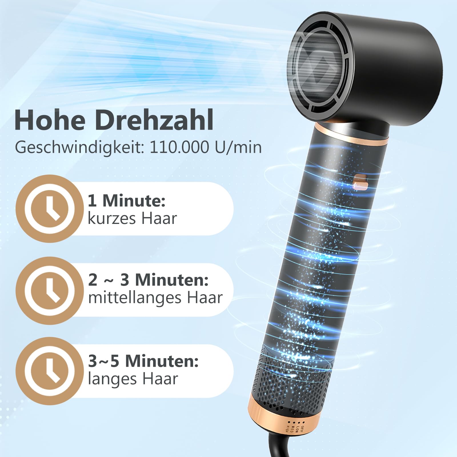 Asciugacapelli 5 in 1, Spazzola Soffiante Airstyler set, Hairstyler 5 in 1 Multifunzione Phon Capelli Auto Riccioli Ferro, Phon con 3 Temperatures Styling Liscio, Onde, Ricci, Strumenti Capelli