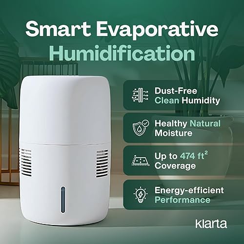Miniatura 2 de Humea Humidificador evaporativo inteligente con WiFi y control de aplicación, tanque de 3 L, 4 velocidades, 10.1 fl ozh - Silencioso, sin niebla,