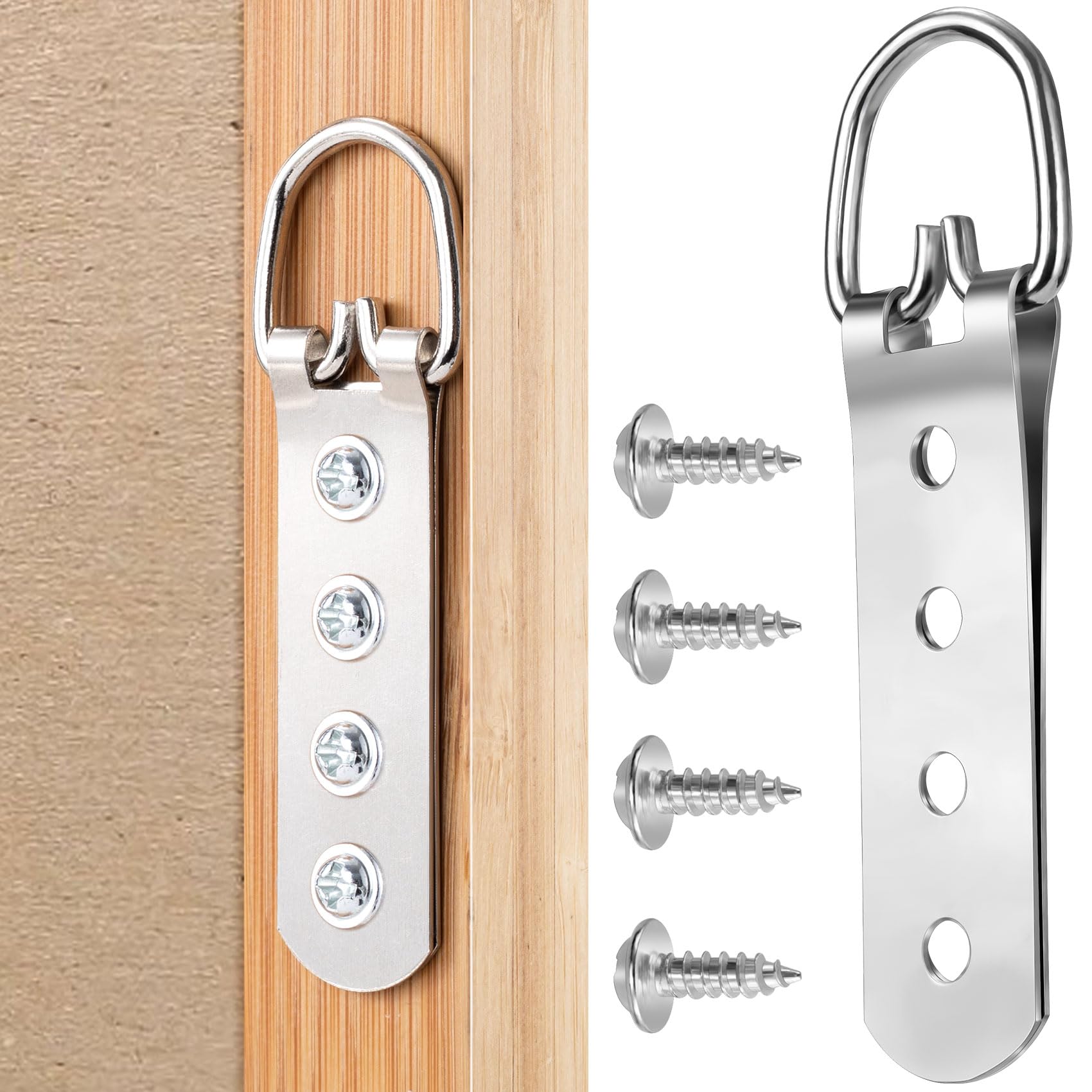 KIKOOD 6pcs Super Heavy Duty Extra Large Strap Hanger D-Ring Hanger with 24pcs Screws for Hanging Picture Photo Frame